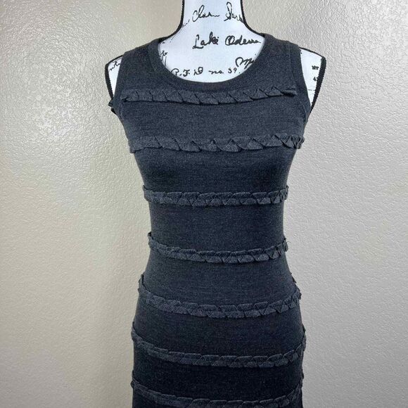 Calvin Klein Charcoal Gray crew wool blend sweater dress with details size XS - Picture 9 of 14